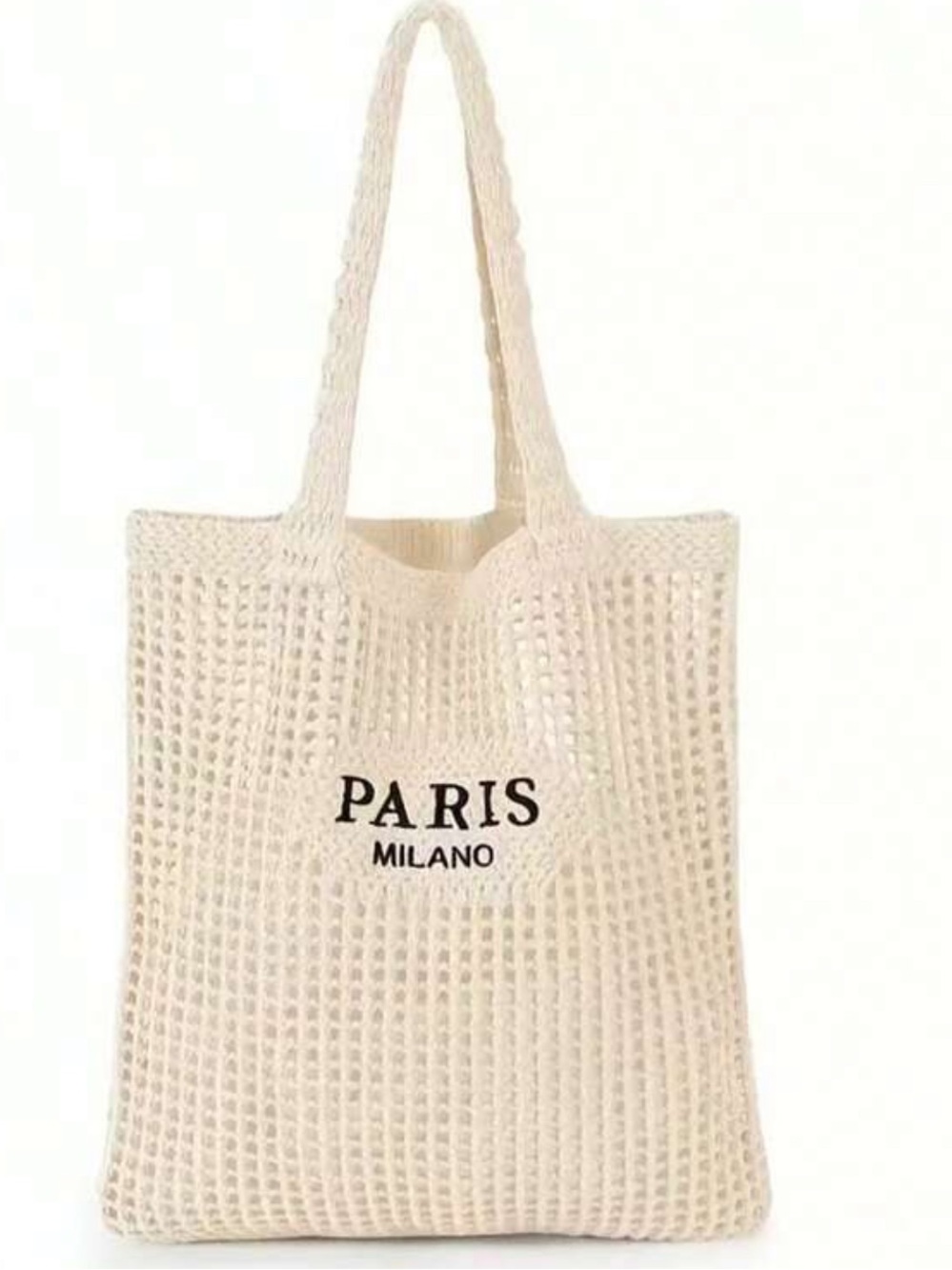 New designer inspired PARIS Milano Cream Knit Tote Bag